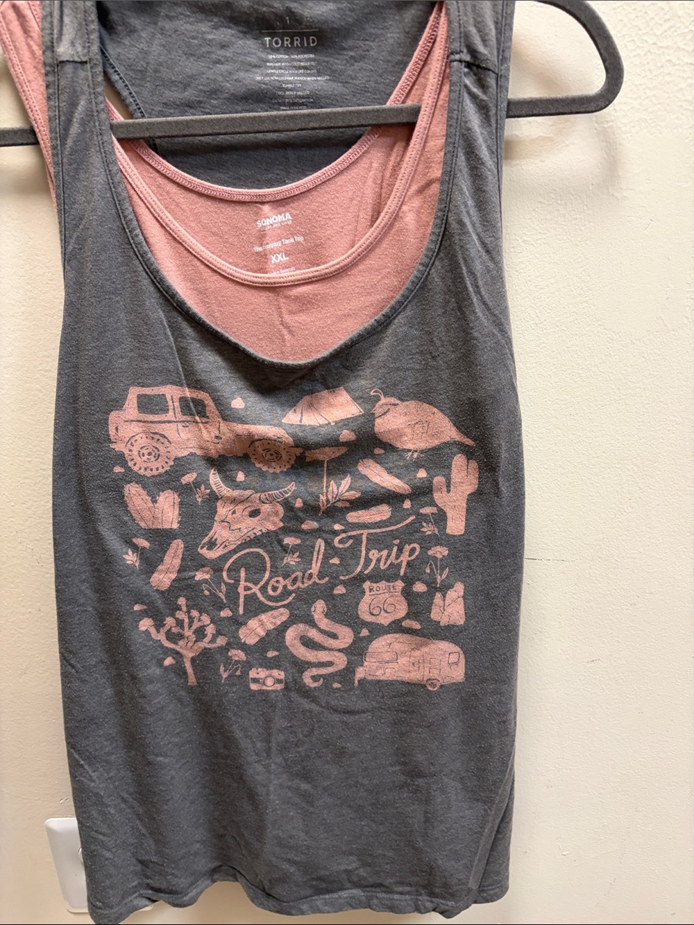 torrid Gray Tank Top with Pink Road Trip Graphic